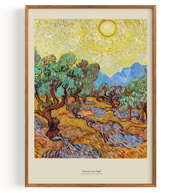 Olive tree with yellow sky and sun (1889)