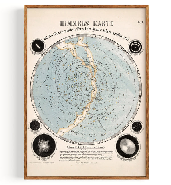 Astronomical Picture Atlas Sky Map (1855)