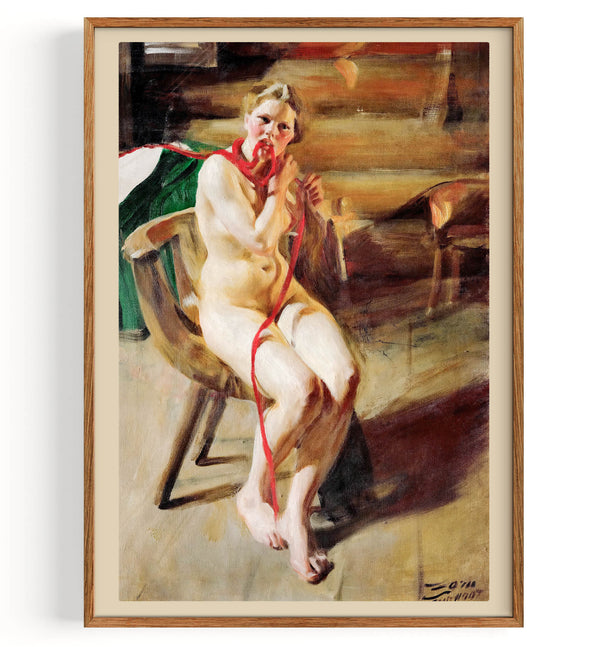 Nude braiding her hair (1860-1920)